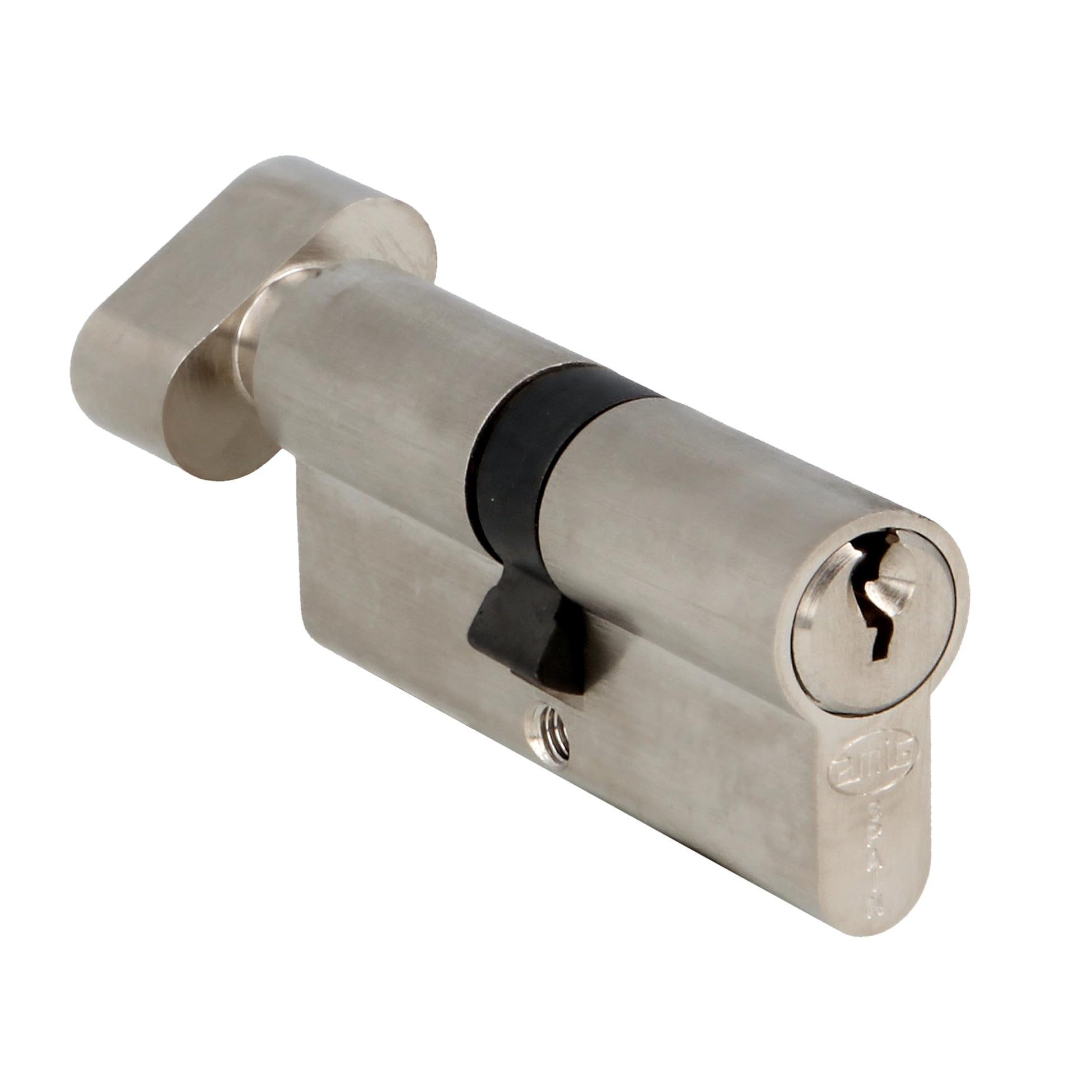 Amig Matt Chrome - Security Cylinder With Crutch | Lock For Doors | High Security Cylinder | Includes 3 Keys | Long Cam | Silver | Measurements: 70 (35-35 Mm)