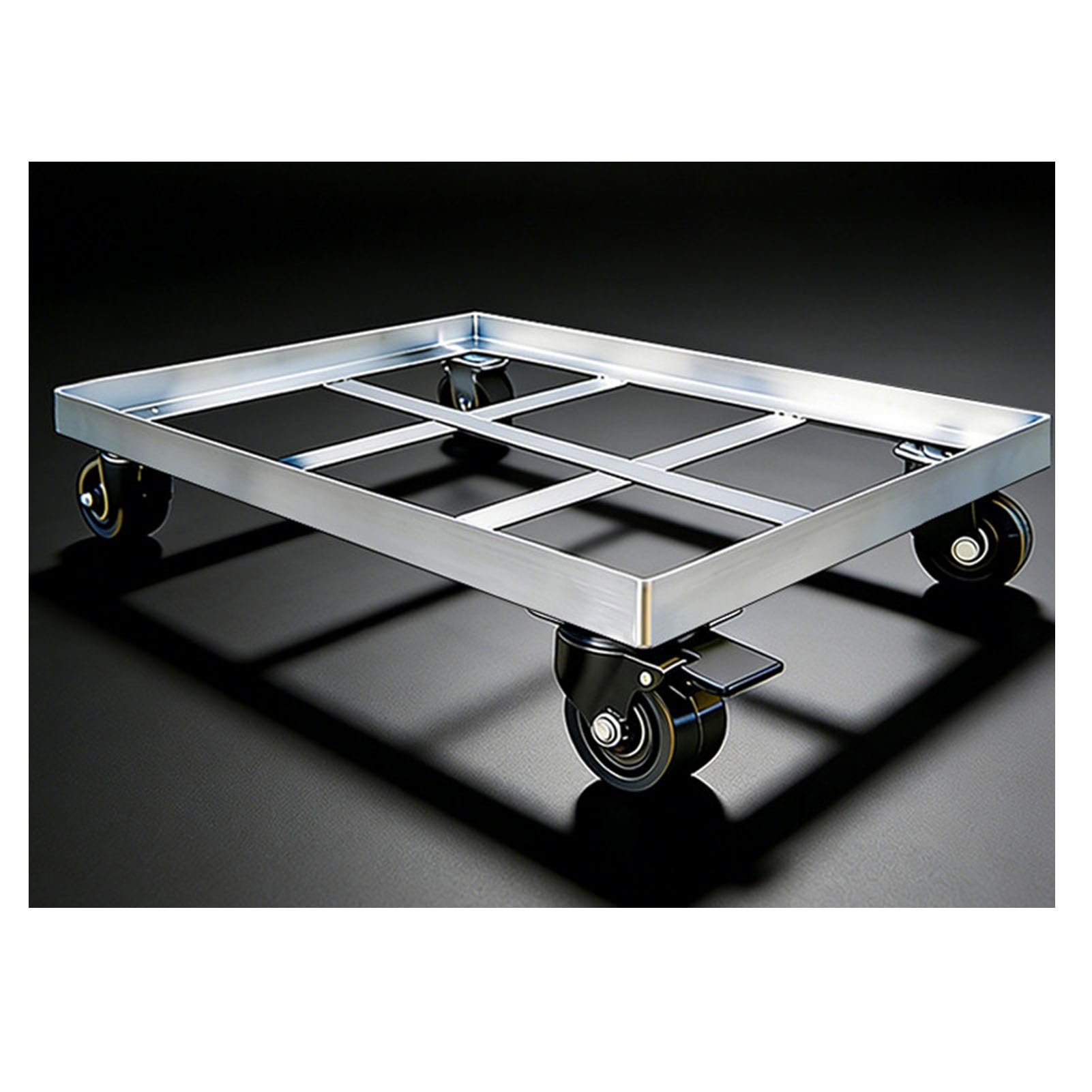 Bandeja De Acero Galvanizado con Ruedas Bloqueables Espesor De 3 Mm | Base Móvil Multiusos Para Macetas, Con Estructura De Vigas De Acero Y Ruedas De Doble Rodamiento(80x80cm)