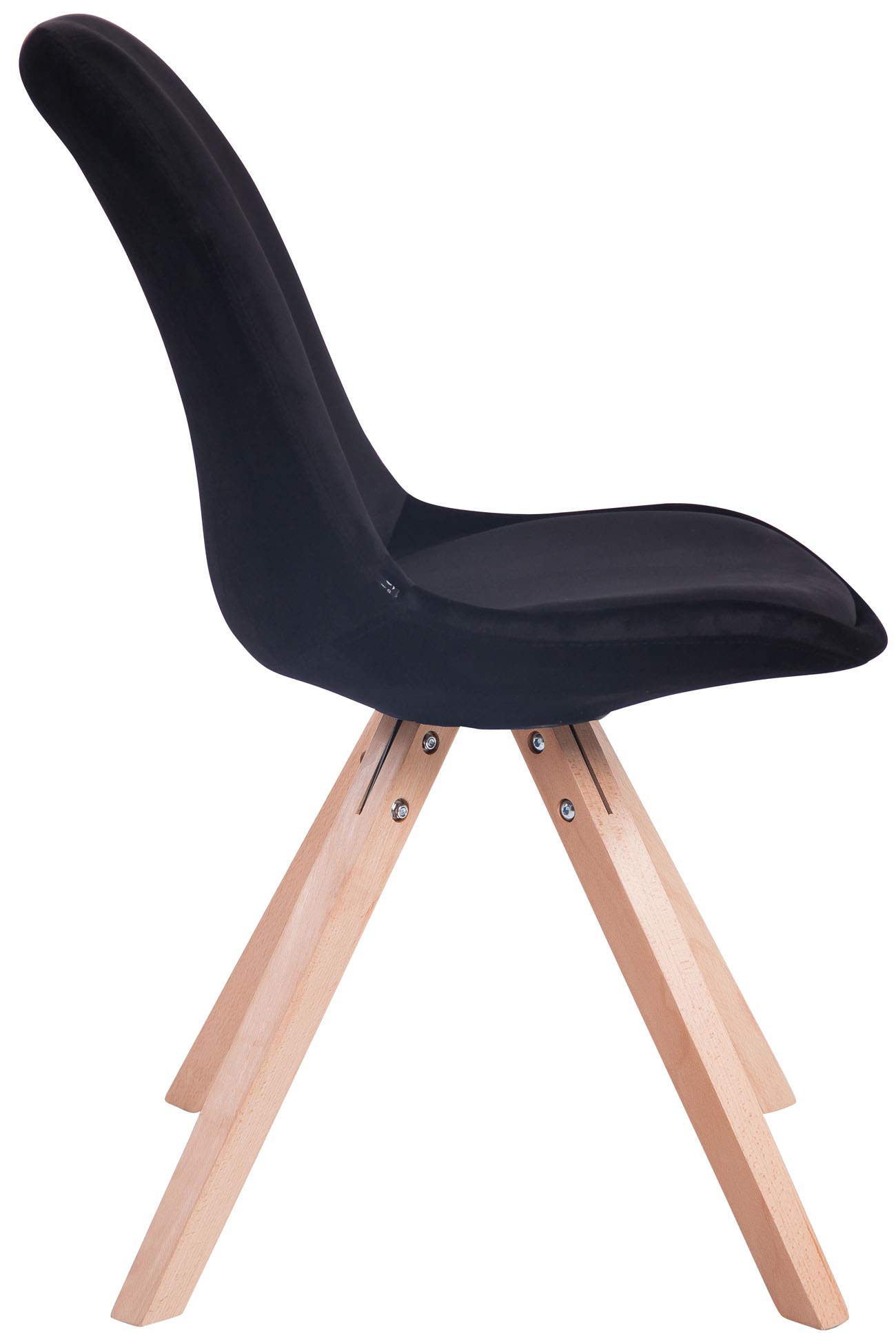 CLP Lot De 4 Chaises De Salle A Manger Toulouse en Velours I avec Assise Rembourré I Pieds Carrés Bois | Couleur Noir Couleur du Cadre Natura
