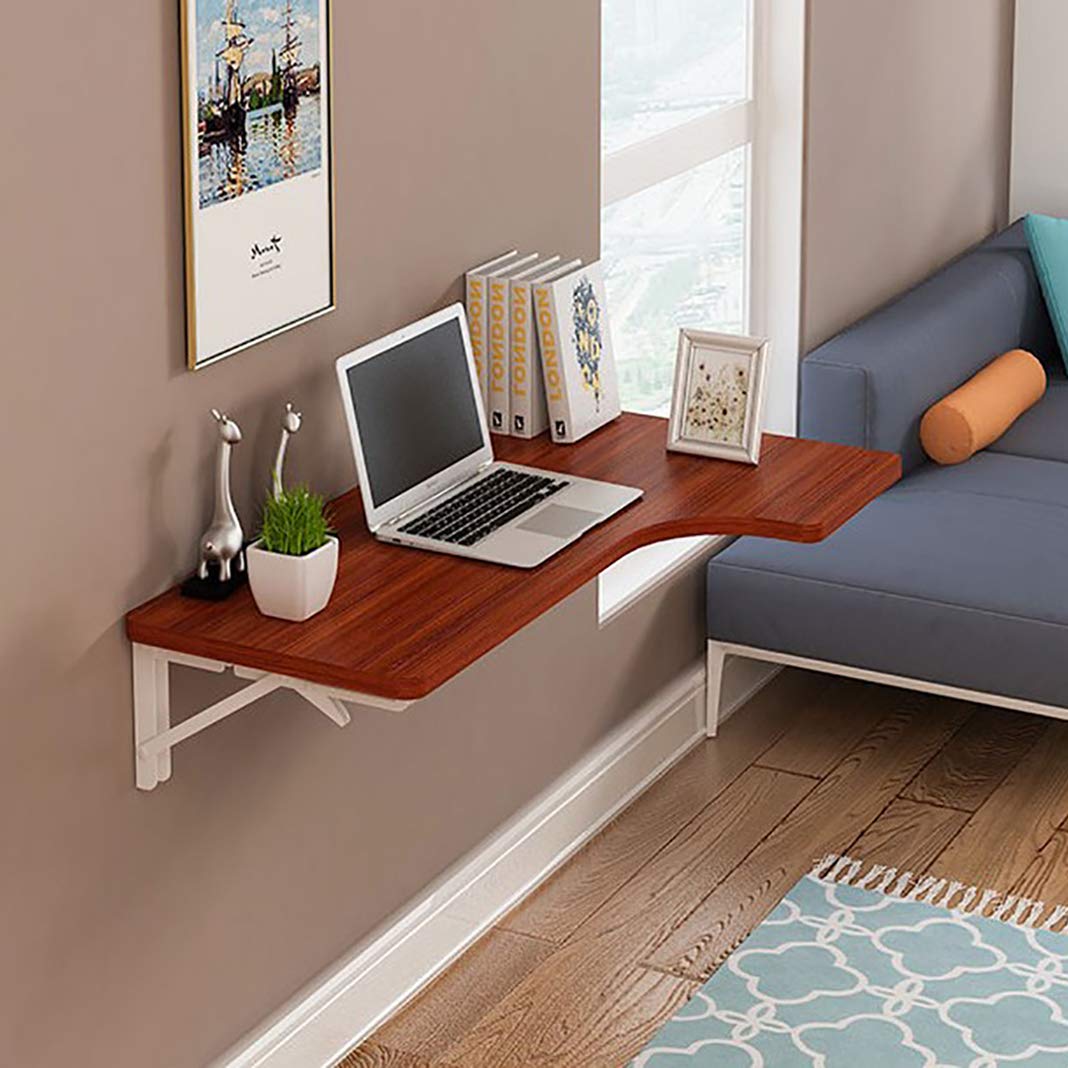 Table pliante murale bois massif pour petit bureau à domicile gain de place