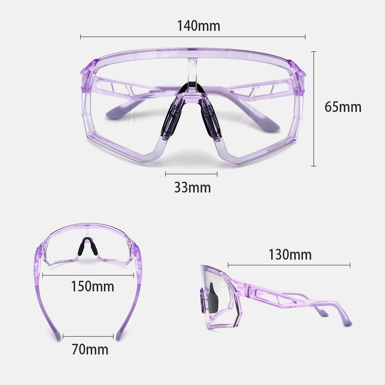 Pickleball-Brille für Damen, ANSI Z87.1, Schutzbrille, photochrome Gläser, klar bis dunkel, 99,9 % UV-Schutz, Sicherheits-Sonnenbrille, verstellbar, rutschfest, Nasenpolster, beschlagfrei,