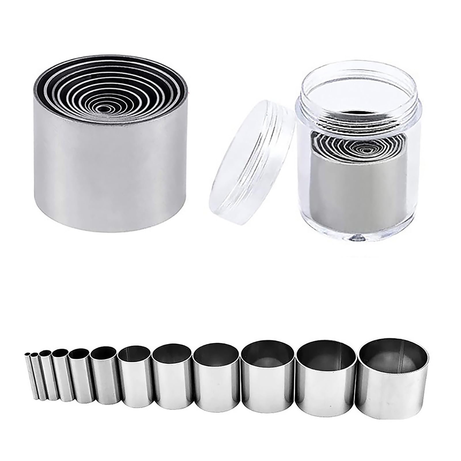 LAIYORA 12Pcs Stainless Steel Circle Cutter Set,Round Metal Clay Cutters for Polymer Clay Pottery Ceramics Craft Modelling Tools for Baking