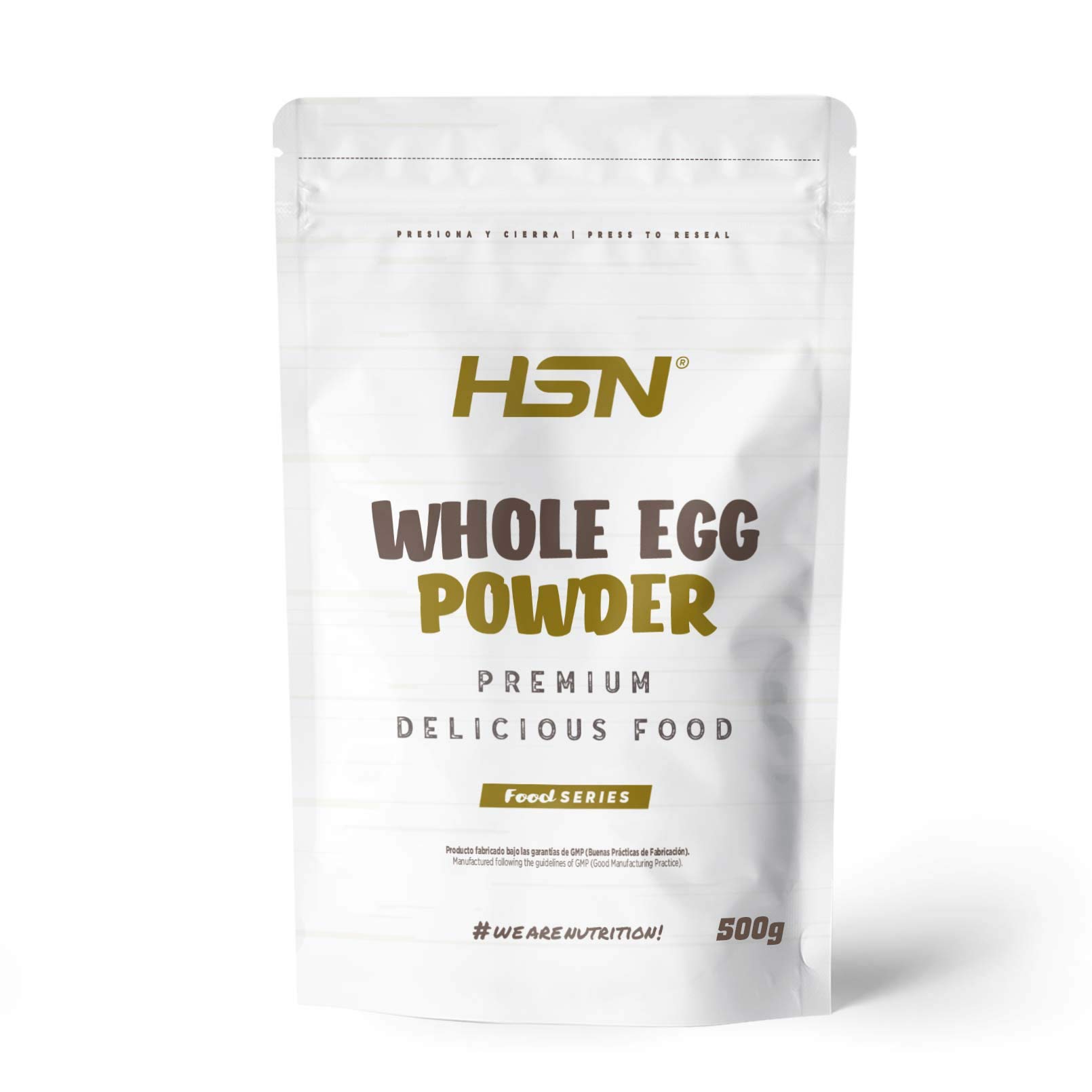 HSN Huevo Entero en Polvo | Sabor Natural 500g | 100% Pura Proteína de Huevos de Gallinas de Suelo no Enjauladas | No-GMO, Vegetariano, Sin Gluten ni Lactosa | No Incluye Dosificador