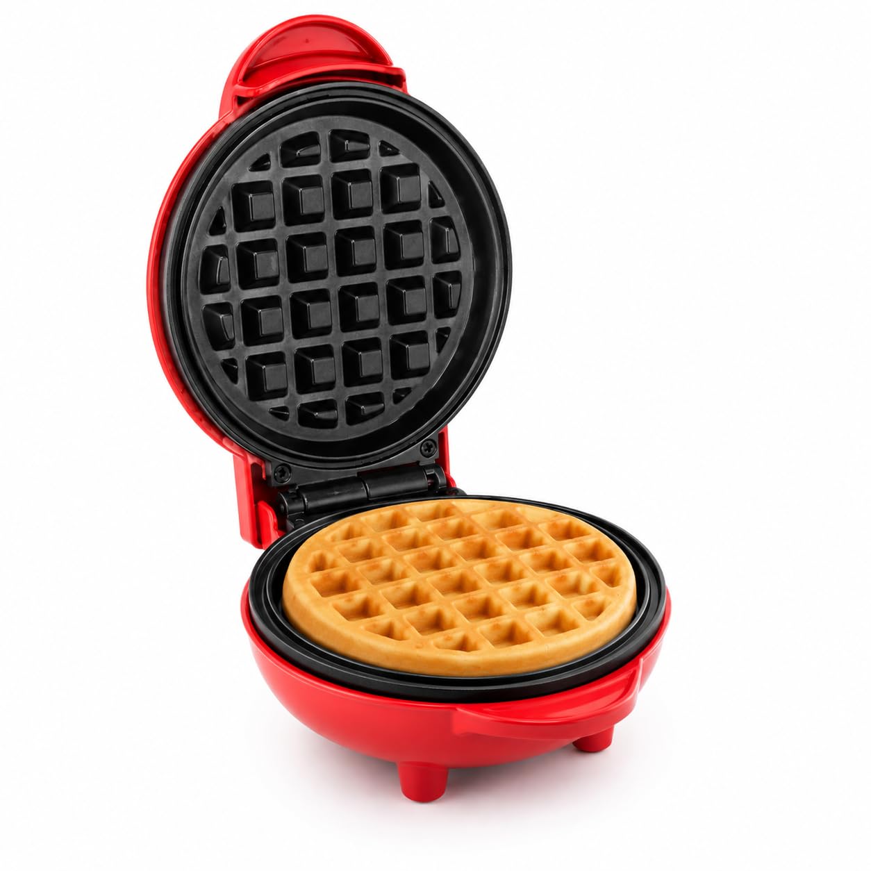Mini Waffle Maker Machine for Home | Electric Non-Stick Waffle Maker with Indicator Light | Compact Breakfast & Dessert Maker | Easy Clean Waffle Iron | Red-image-32