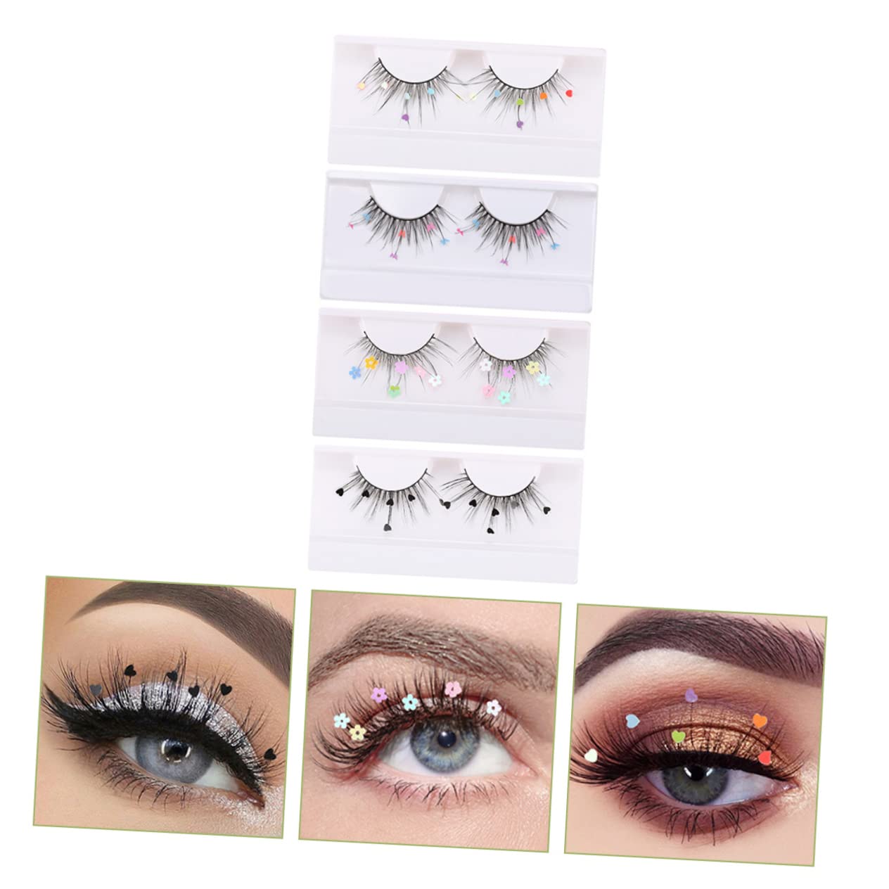 MAGICLULU 2 Set Di Ciglia Finte A Farfalla Ciglia Soffici E Glitterate Per Feste E Uso Quotidiano 4 Paia*2