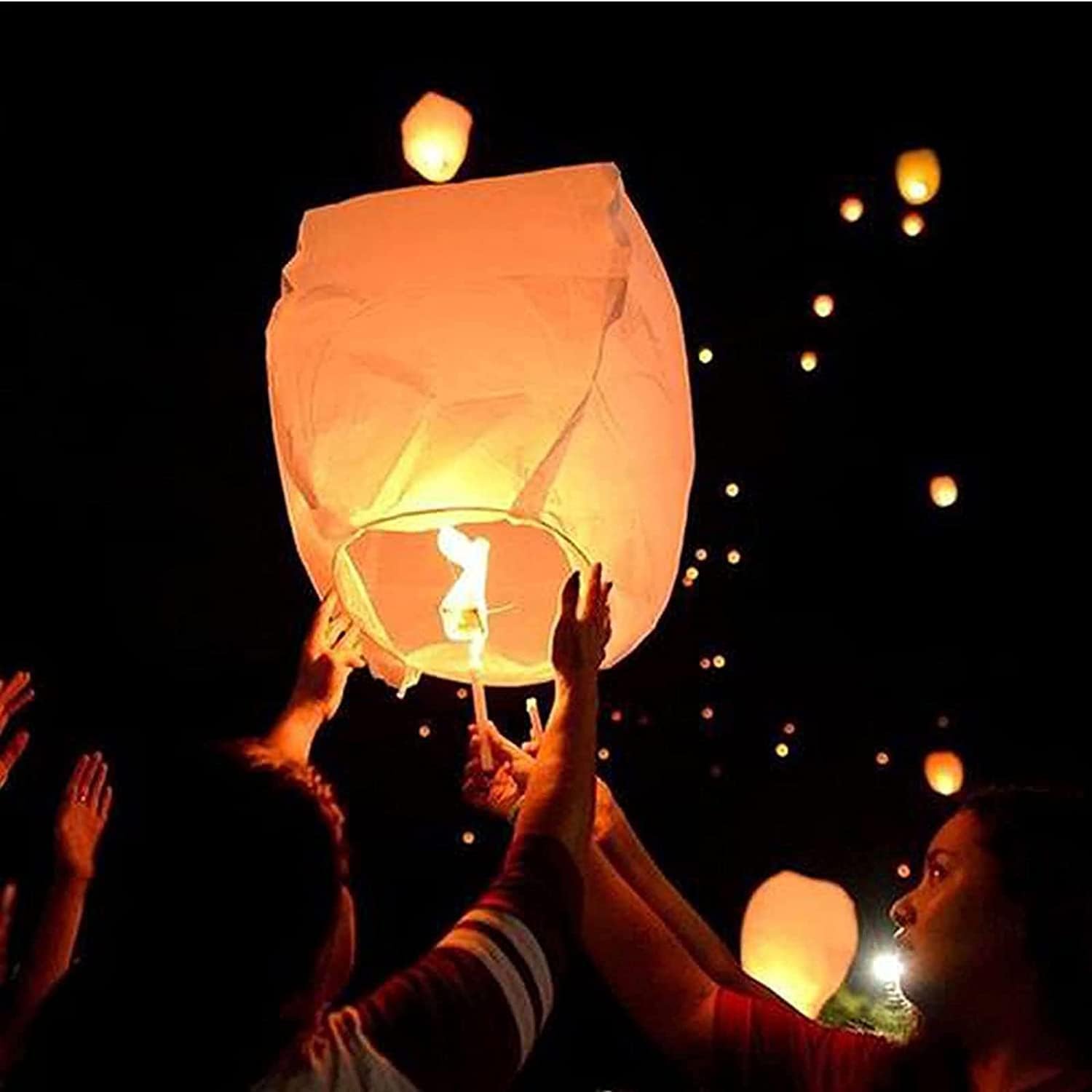 Sheful Chinese Sky Lanterns - 10 Pack, Biodegradable Flying Lanterns for Family, Party, Ramadan, Eid, Holidays - Easy to Use