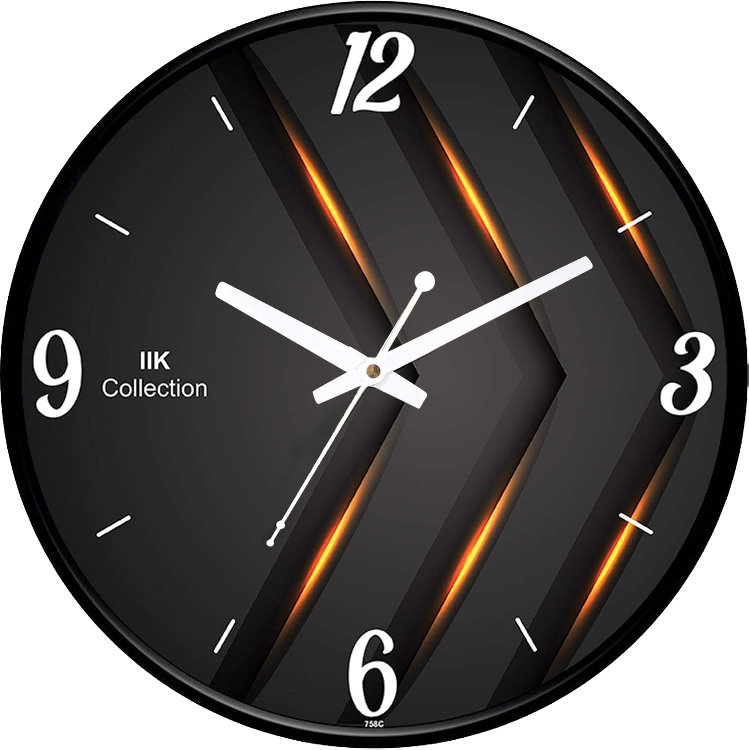 IIK COLLECTION 12-inch Designer Plastic Analogue Round WallClock for Home, Kitchen, Living Room, Bedroom, Office (30 cm x 30 cm x 6 cm)