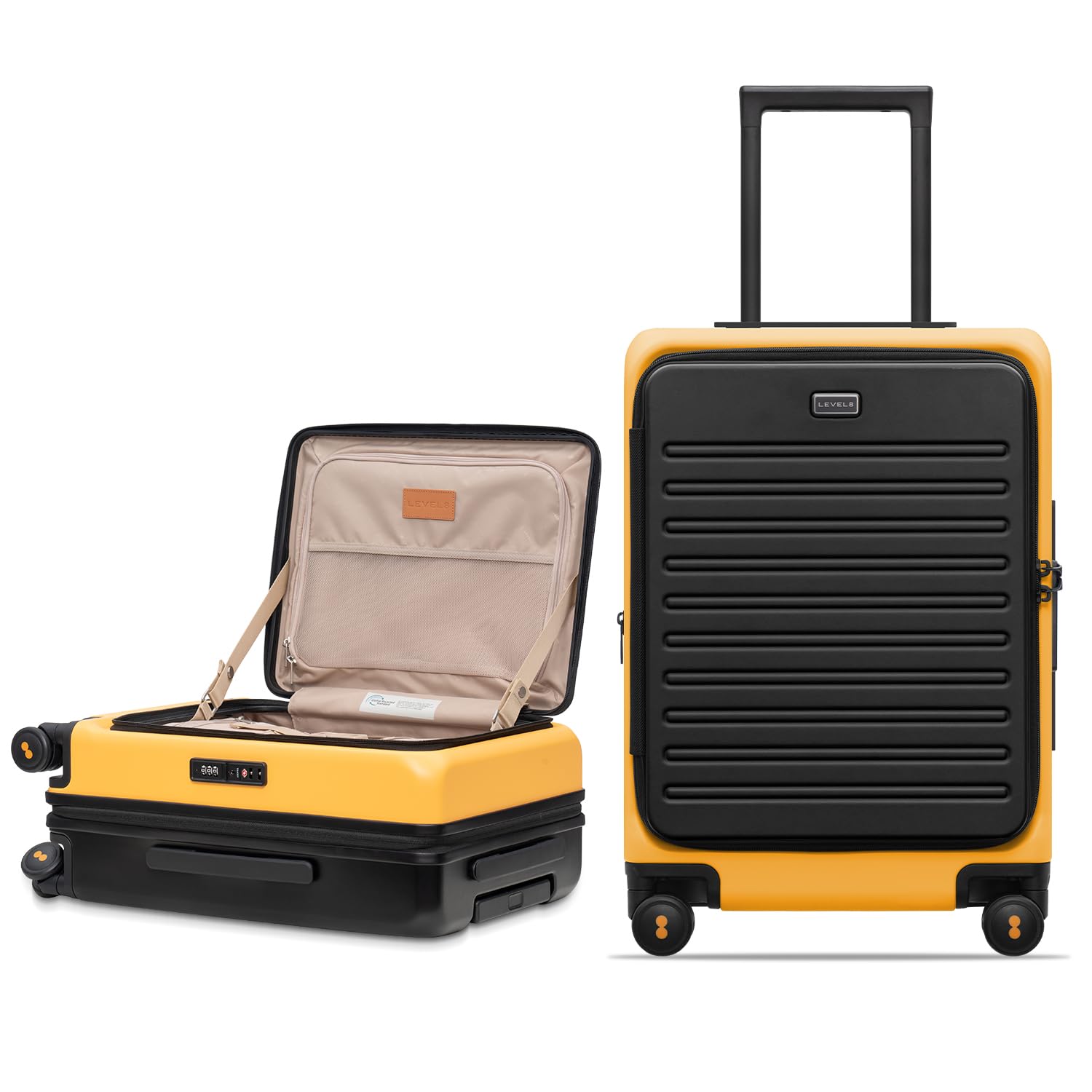 LEVEL8 Top Opening Carry on Luggage with Narrow Handle, Expandable Suitcase