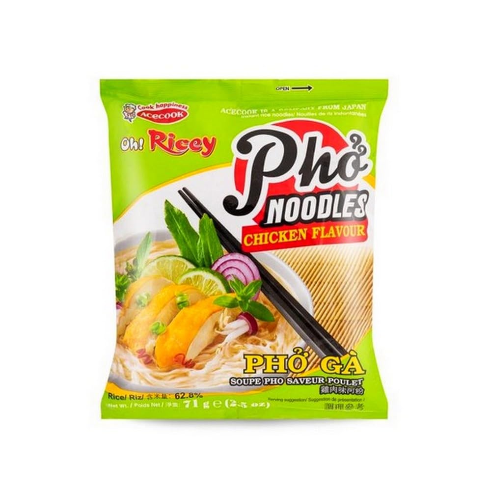 Acecook Oh! Ricey Instant Chicken Rice Noodles 24 Packs of 70 g