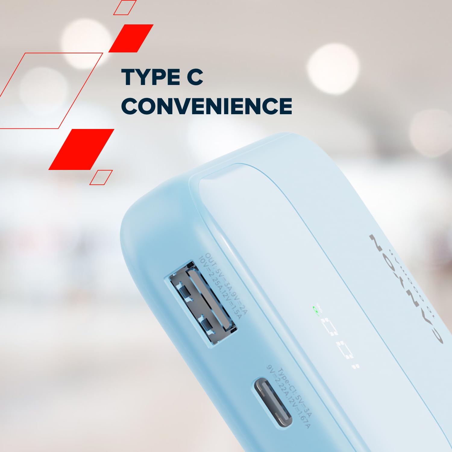 CANYON OnPower 101 - Batteria esterna da 10000 mAh con cavo USB-C integrato, PD 22,5 W e ricarica rapida QC 3.0, display digitale, batteria portatile sottile, viola