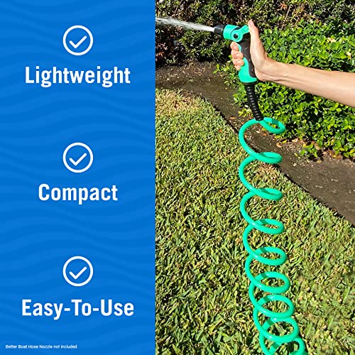 50 Ft Coiled Boat Hose | Coil Hose Water Hoses Expandable Perfect Coil Water Hose Rv Wash Water Hose Spring Washdown Short Small Foot Coiling Garden Marine Grade 3/4 Inch Connectors Self Recoil #TOP1