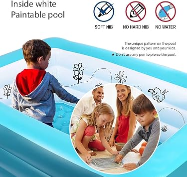 Inflatable Pools, Kiddie Pools, Inflatable Family Swim Play Center Pool with Soft Floor, 82 & 59 inches Durable Swimming Pool, Summer Water Fun for Garden or Backyard or Indoor (82Green&59Blue)