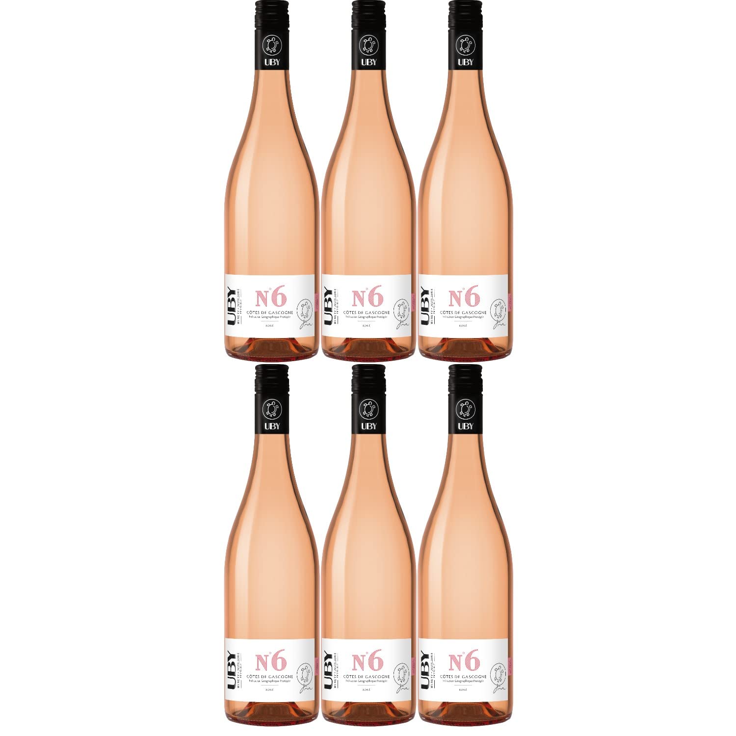 Uby N°6 Rosé Côtes de Gascogne IGP Roséwein Wein trocken Frankreich Inkl FeinWert E-Book (6 x 0,75l)