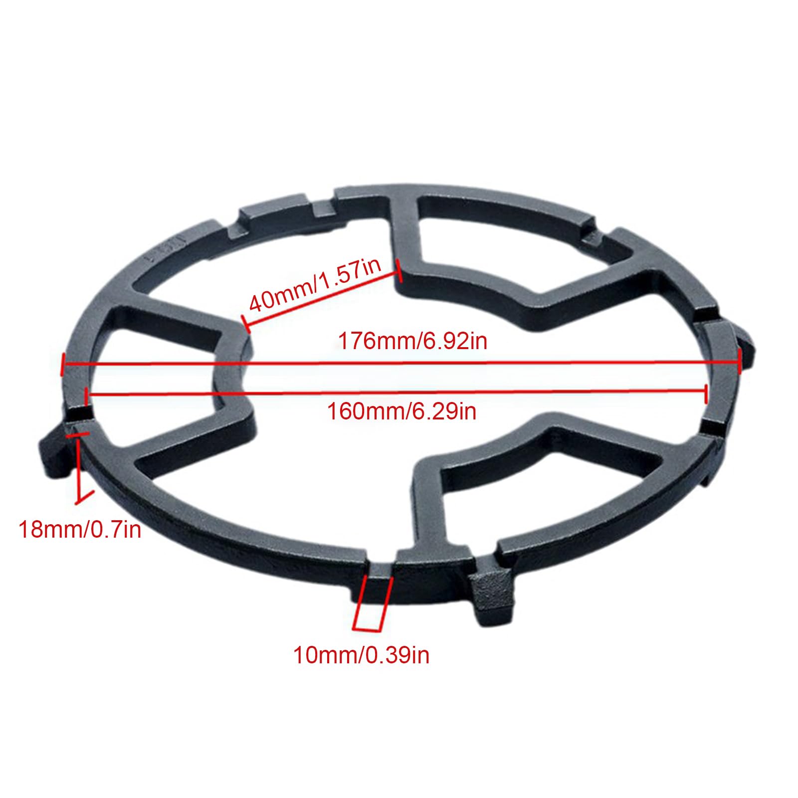 Gaskochfelder Support Wok Ring, 17,5cm Gasherd Brenner Ständer, Ständer aus Gusseisen Herdplatte für Gasherd, Rutschfester Gasherd-Wok-Ring (2)