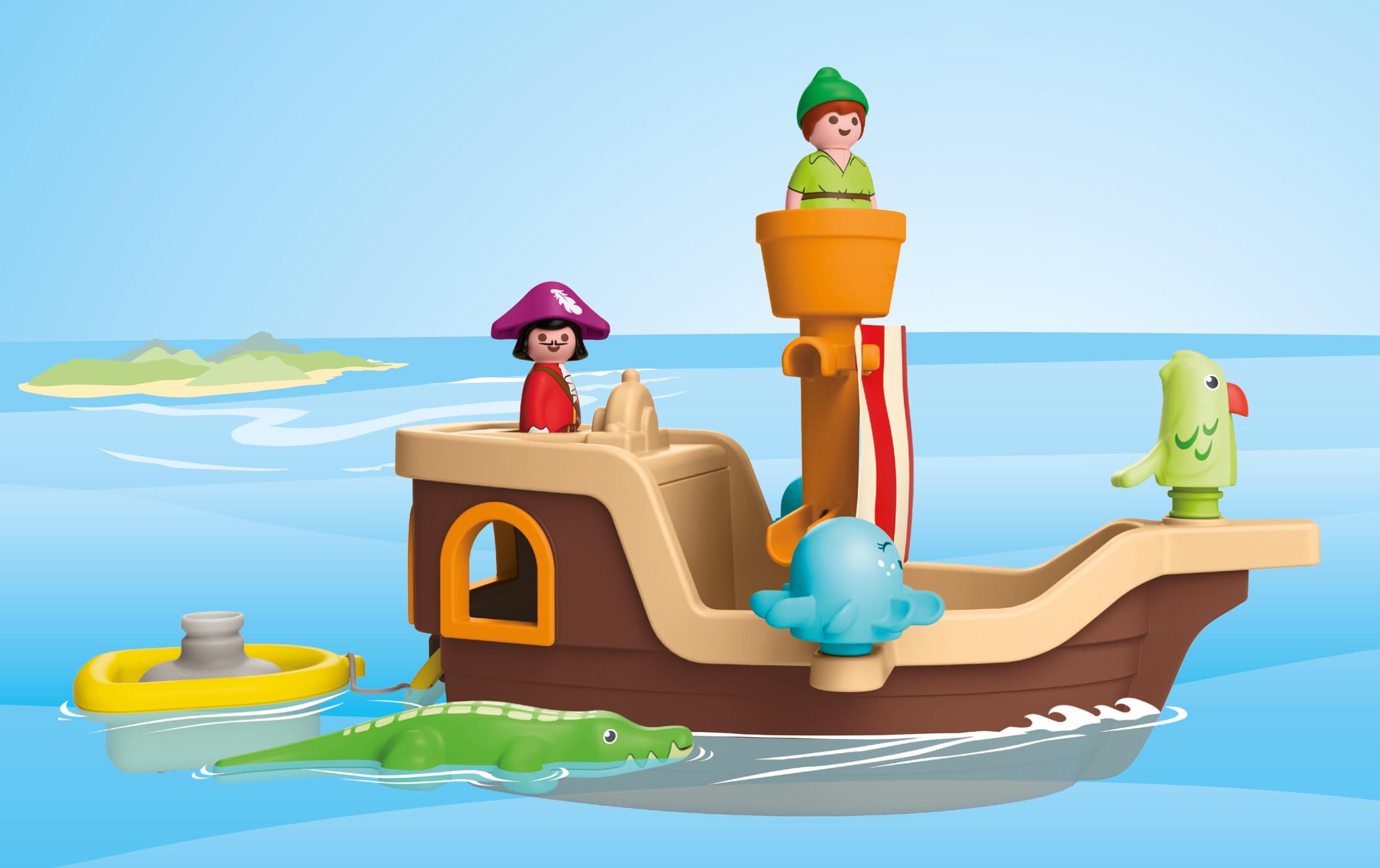 PLAYMOBIL JUNIOR & Disney Statek piracki Peter Pans, zrównoważona zabawka od 1 roku, prezent dla małych dzieci, wspomaga motorykę i odgrywanie ról, statek piracki z figurkami i akcesoriami 71769