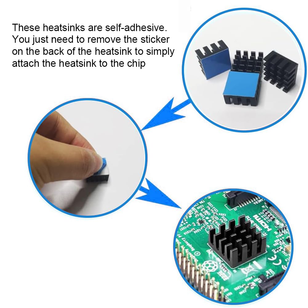 10 Dissipateurs Thermiques Adhésifs Aluminium Bleu - Pour IC / MOS