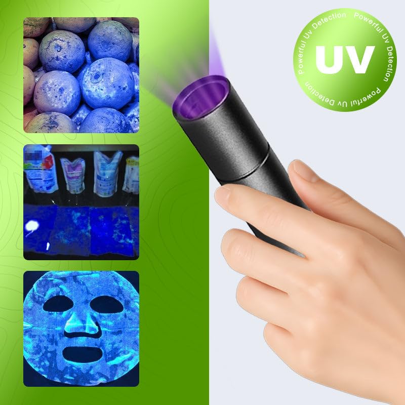 365nm black light flashlight UV Light- 395nm Ultraviolet Flashlights, Handheld Blacklight Torch Woods Lamp for Pet Urine Stains Detection, Rocks & Minerals, Glue Curing, Scorpions Finder and Uranium Glass Professional grade Premium professional 365nm UV light