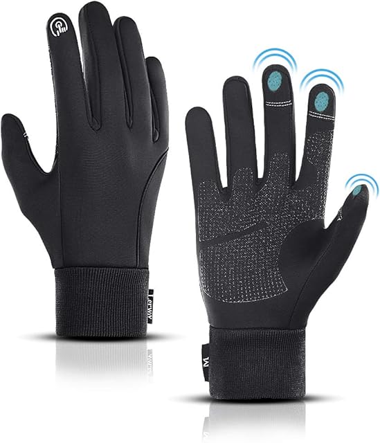 LERWAY Winter Warm Gloves, Touchscreen Gloves Windproof Water-Resistant Thermal Non-slip MTB Gloves Black for Men Women Running Driving Cycling Climbing Hiking Skiing
