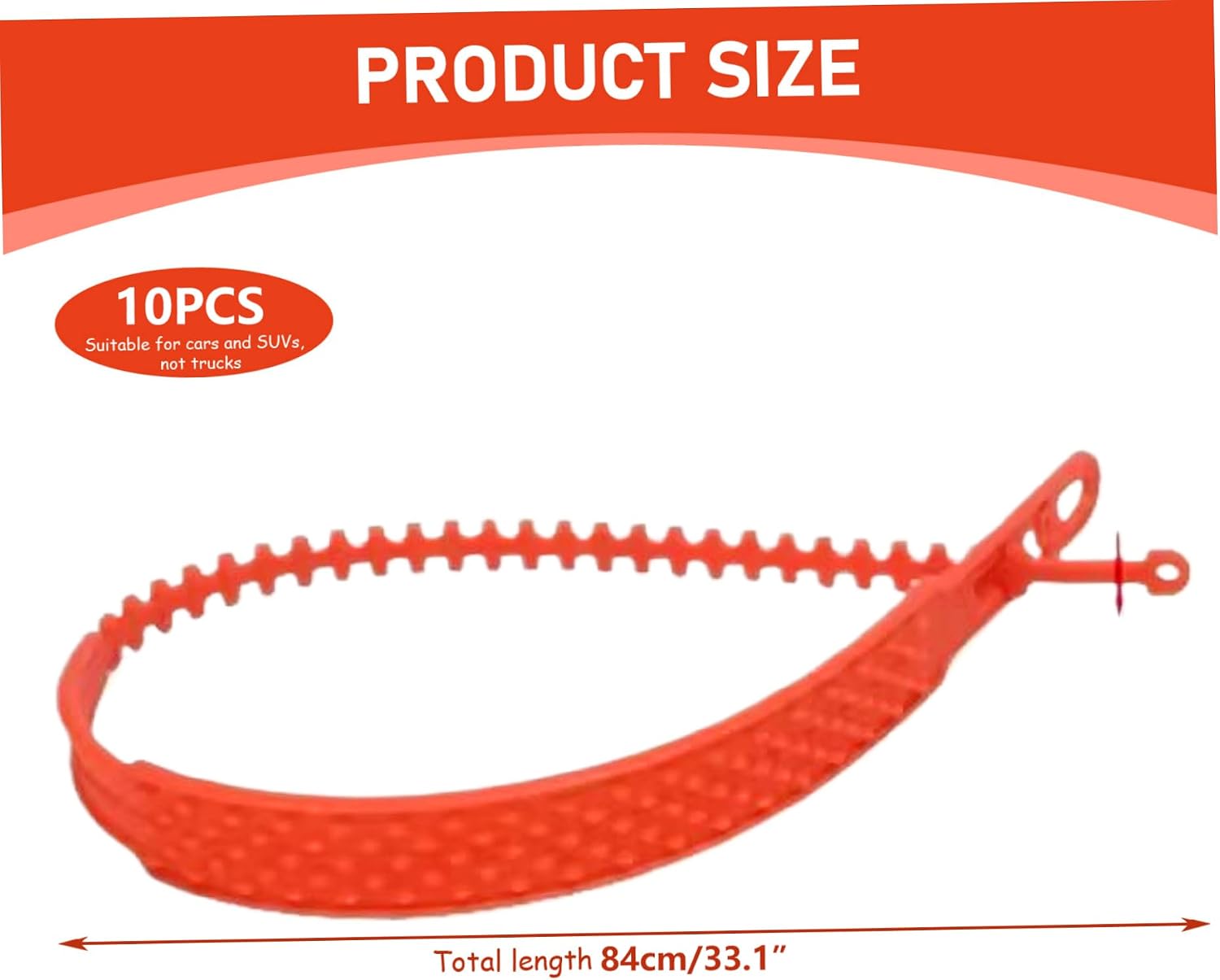 10Pcs Snow Chains for Car Tires, Anti-Skid Snow Tire Straps Portable Emergency Non-Slip Plastic Cable Ties for Muddy Roads and Winter Driving