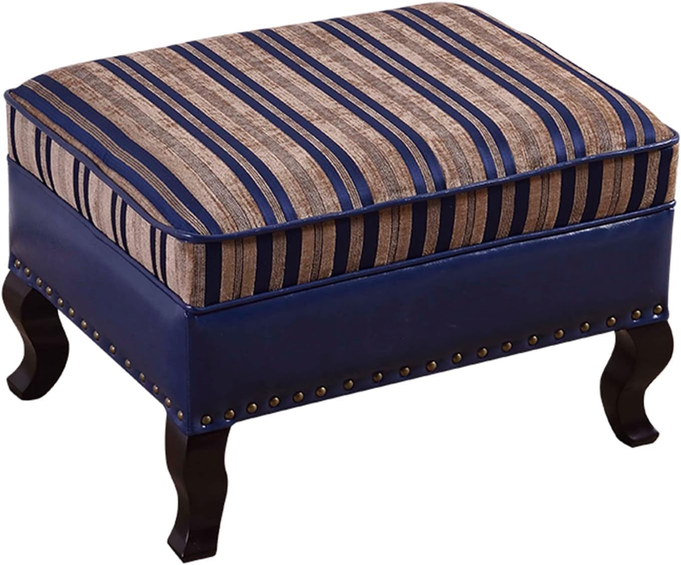 Tabouret ottoman en velours et bois repose-pieds salon