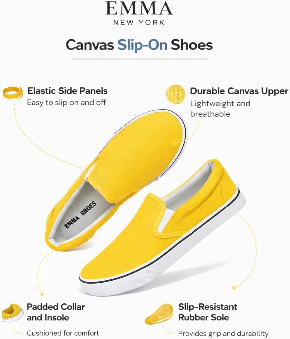 Emma Shoes Low-Top Slip Ons Women's Fashion Sneakers Casual Canvas Sneakers for Women Comfortable Flats Breathable Padded Insole Slip on Sneakers Women Low Slip on Shoes - Image 4