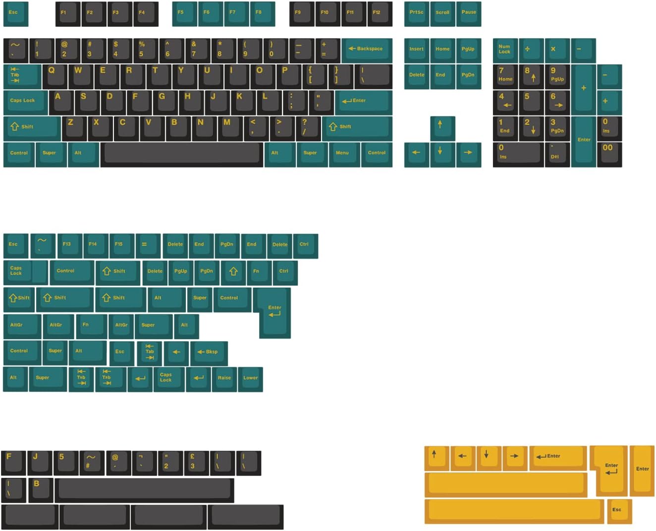 Akko Keyboard Keycaps MARRS Green 184-key Cherry Profile for ANSI and ISO-UK Layouts ABS Double-Shot Keycaps Set for Mechanical Gaming Keyboard Split Keyboard with ISO modifiers