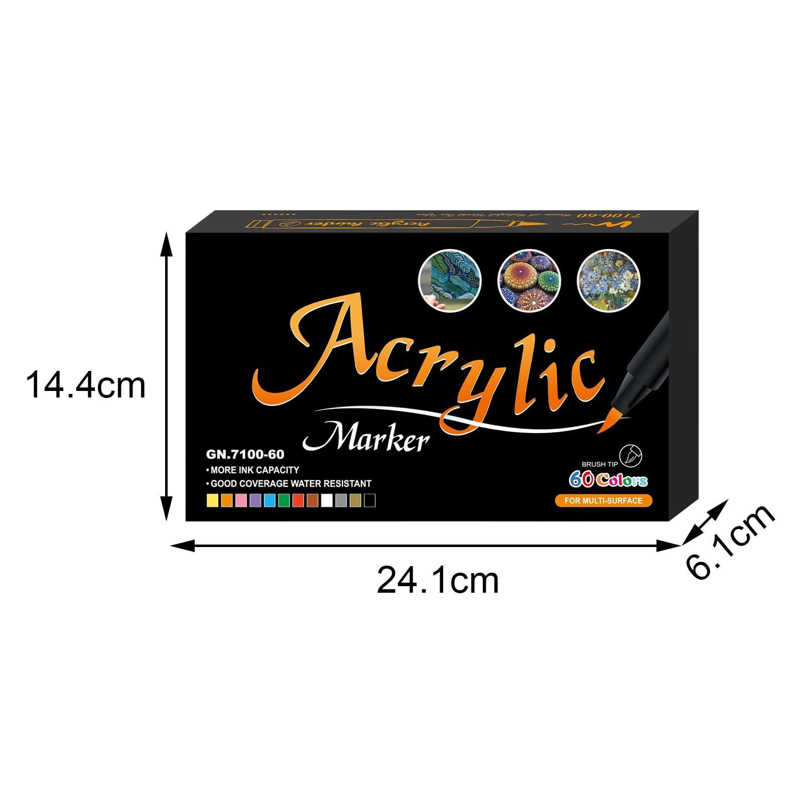 60 Pezzi Pennarelli Acrilici Set Pittura Marker Punta Fine per Legno Ceramica Metallo Roccia Adatti per Lavori Creativi Regalo Scrapbooking Bricolage, 60 Colori