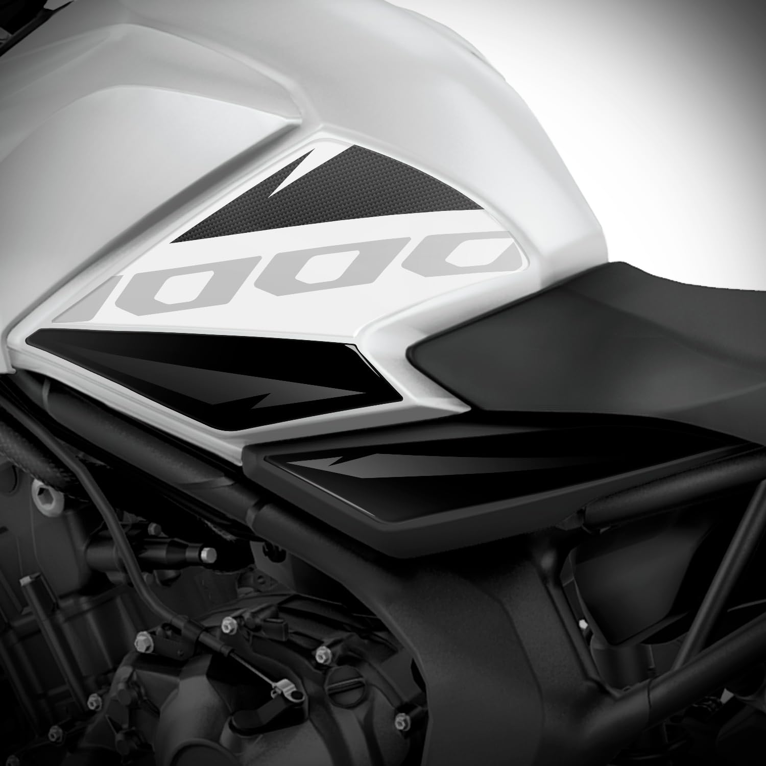 Az Graphishop Seitenaufkleber aus Harz, 3D, kompatibel mit Honda CB1000 Hornet 2025-2026, Schutz vor Stößen und Kratzern, hergestellt in Italien, L-HOR1000 (Glare White)
