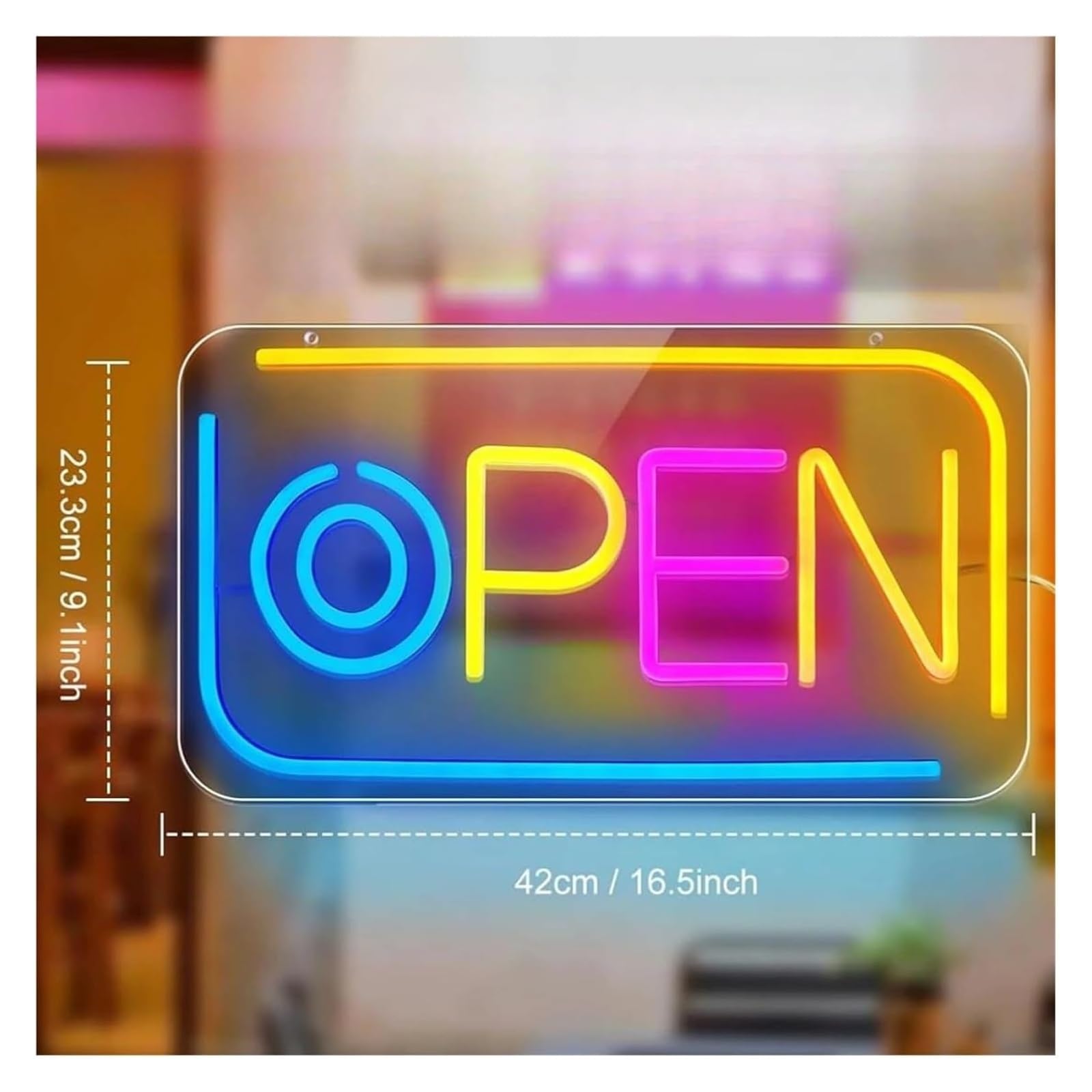 Lampe Néon Enseigne lumineuse néon colorée à intensité variable Ouvert pour devantures de magasins et restaurants