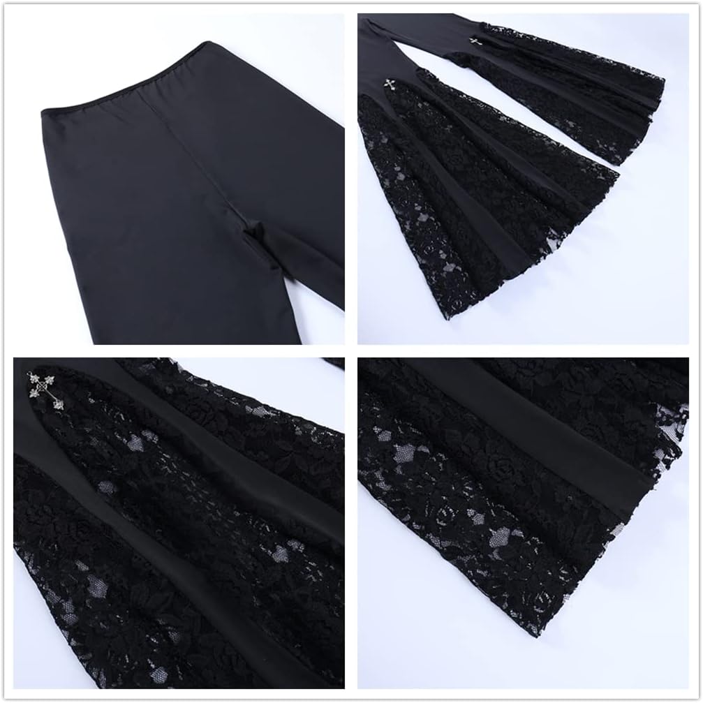 Gothic Black Pants Grunge Bottoms High Waisted Boho Hippie - Image 6