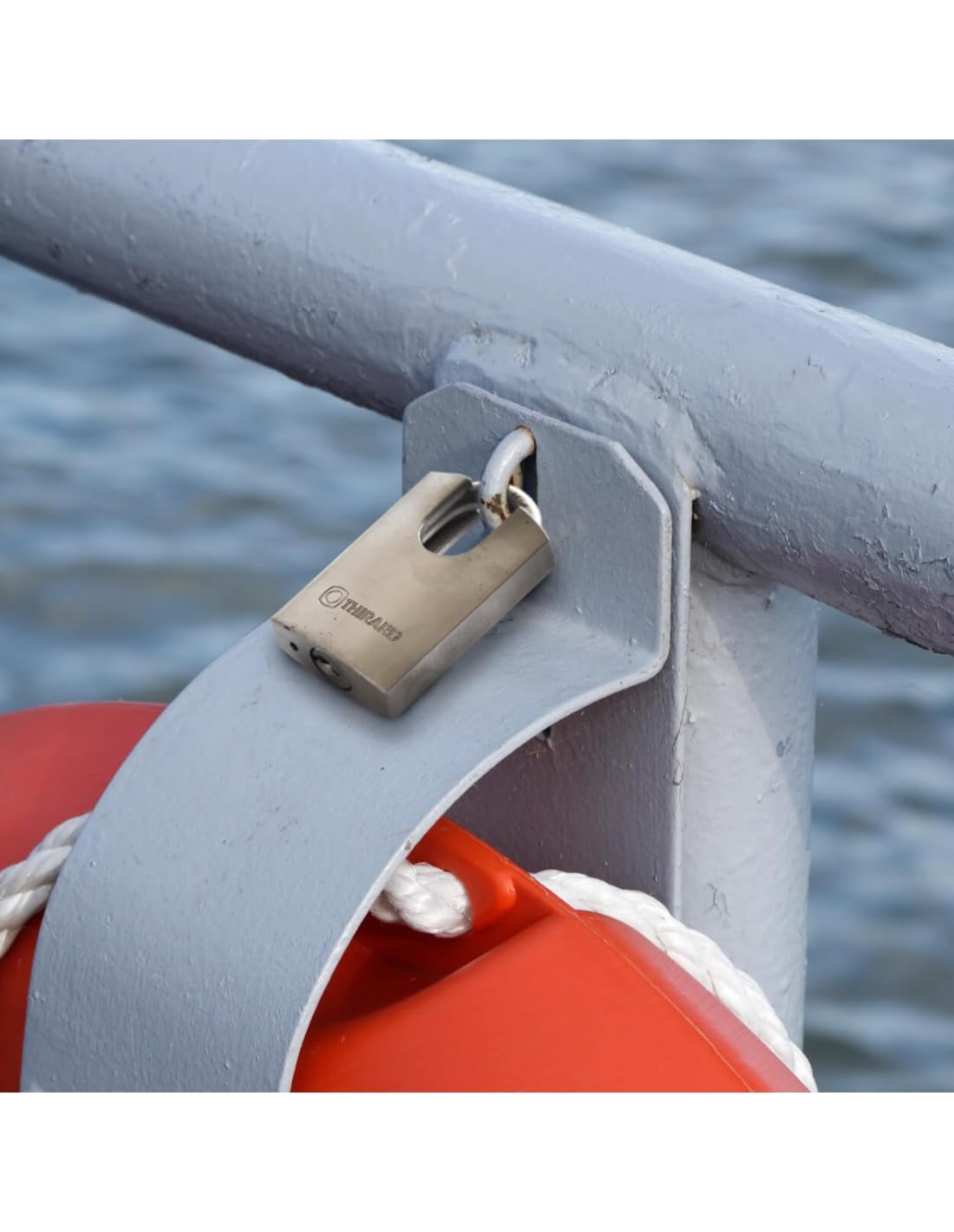THIRARD - Cadenas à Clé Marinox - 60 mm - Inox - Anse Protégée - Pour Extérieur et Milieu Humide - Double Verrouillage - 2 Clés Acier Incluses - Très Haute Sécurité