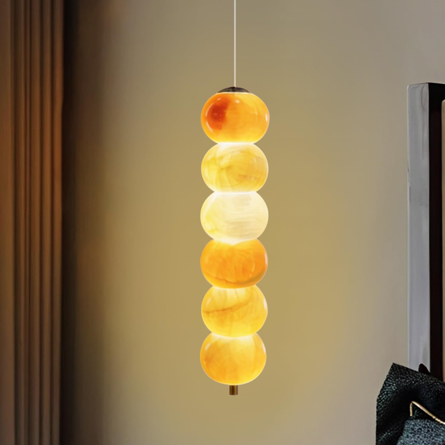Smartway® Palline Onyx Marble LED Pendant Light | 3 Color Modes Hanging Ceiling Lamp | Modern Decorative Lighting Fixture for Living Room & Bedroom (Vertical Linear)-image-28