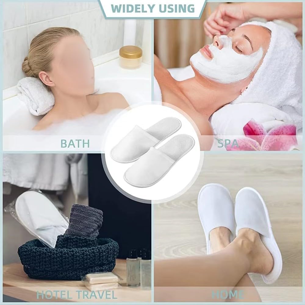 Lot de 100 Paires de Chaussons Jetables pour Spa et Pédicure, Chausson invité,Sandales jetables pour Hôtels, Spa, hôtel, Salle de Bain-C||Taille Unique