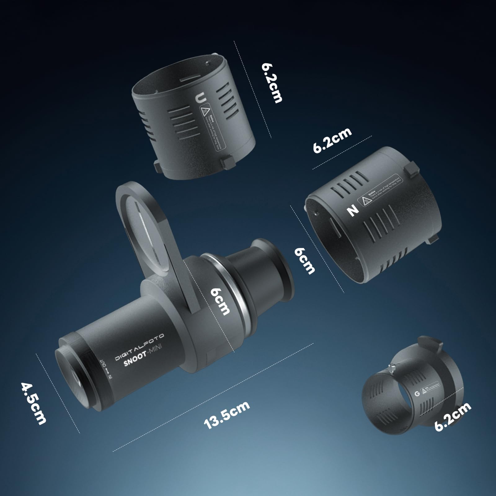 Aputure Storm 80C Mini Optical COB Light Snoot Include 33 filtri Gobo e album Gobo in PVC trasparente, doppio slot magnetico, messa a fuoco regolabile, telaio in alluminio per effetti