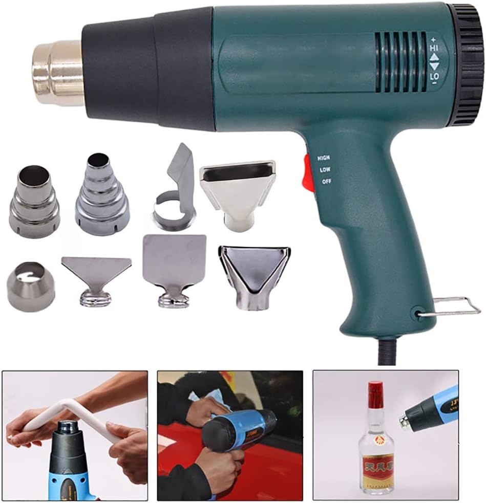 1800W pistola de aire caliente, 2 Ajustes de calor 60 ° C - 650 ° C para el bricolaje, Home Improvement y Restauración de quitar la pintura, barniz, Disolver Adhesivos, Shape tubería plástica y Más