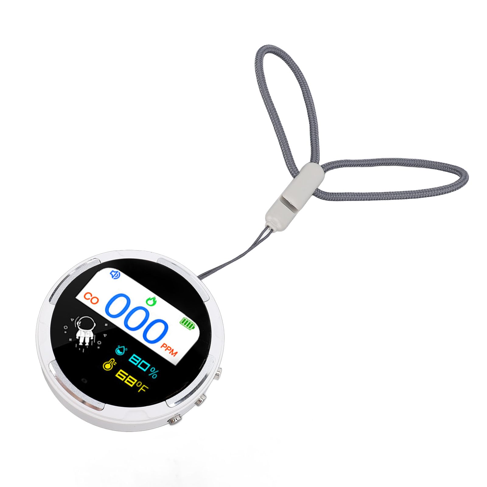 Rengue Rilevatore di CO Ricaricabile, Misuratore di Monossido di Carbonio Portatile con Sensore Elettrochimico 0-999ppm, Resistente All'Acqua per Campeggio Viaggio Casa Barca Veicolo (WHITE)