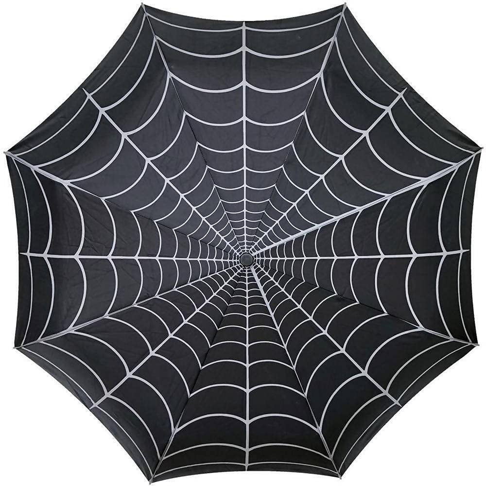 kreepsville 666Skull Handle Spiderweb Umbrella
