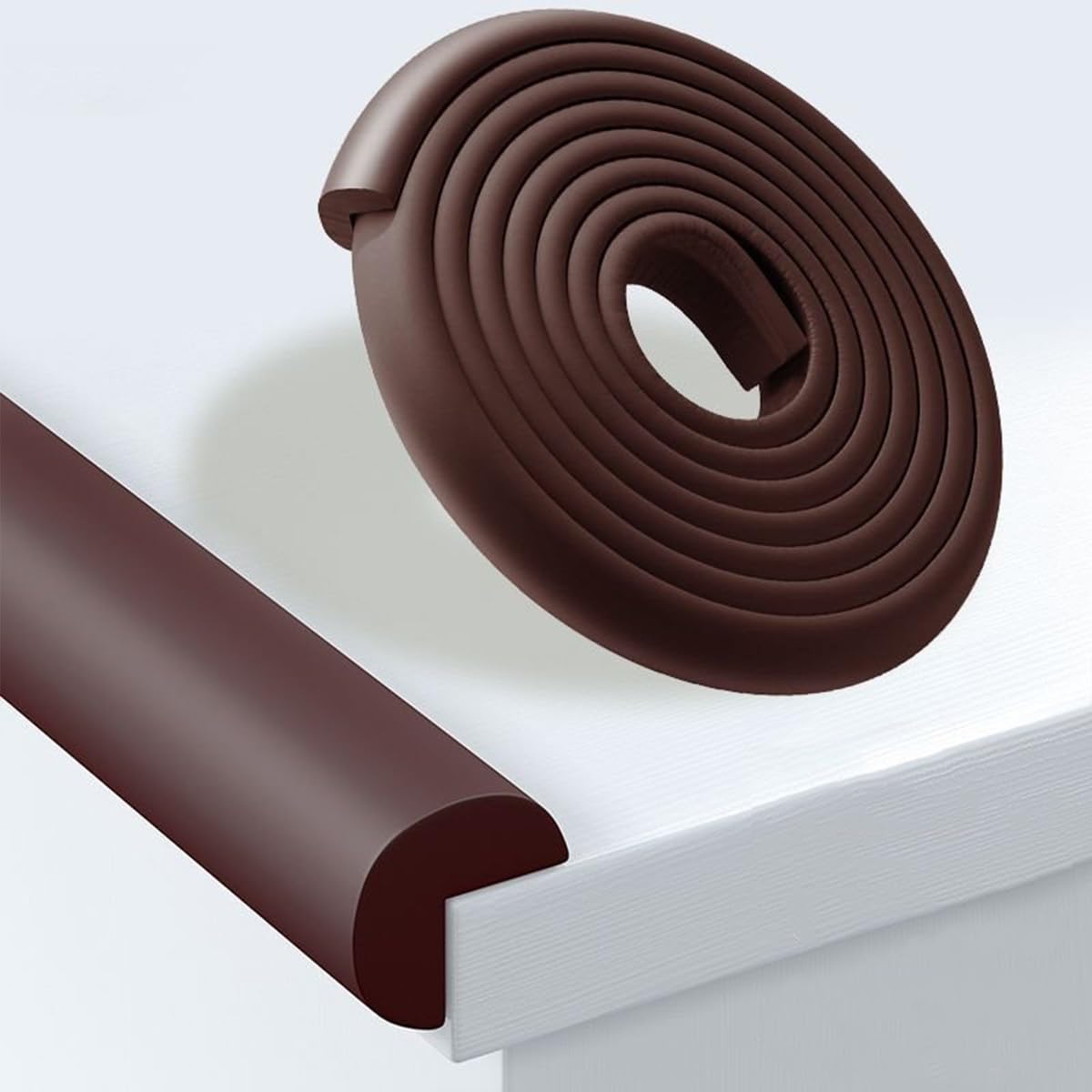 Protezioni for bordi in schiuma angolari for mobili a forma di L Strisce for armadi Scale Camino Controsoffitto Cuscino Paraurti(Brown)