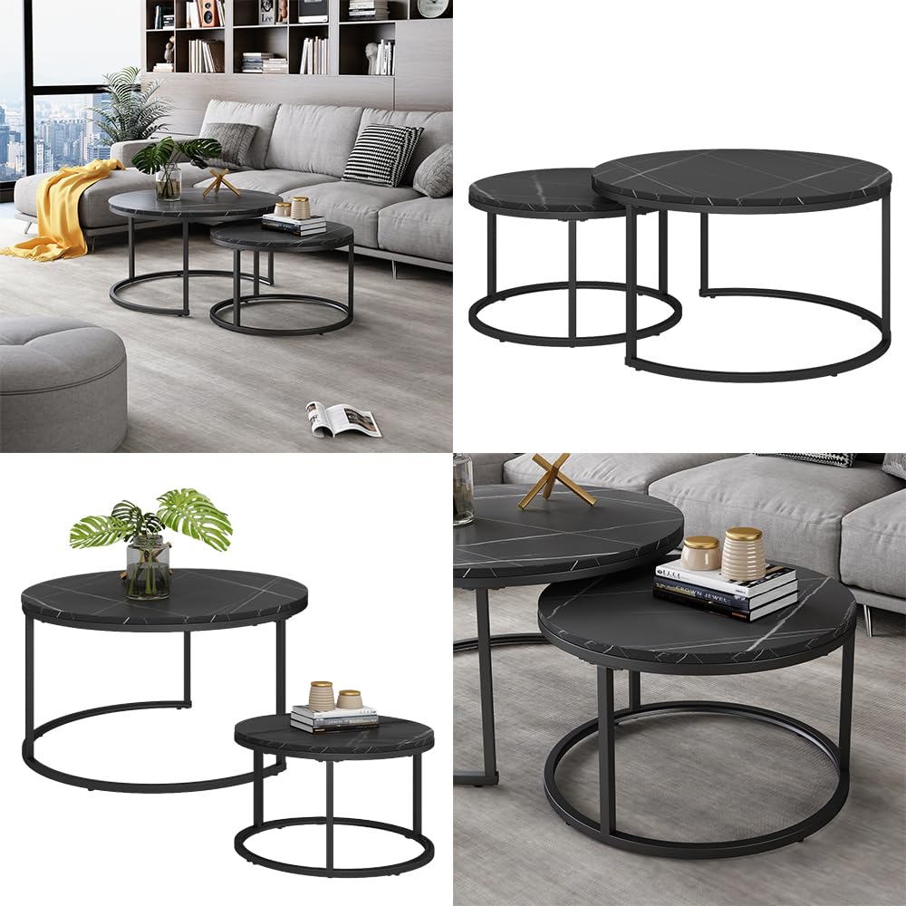 Vicco Couchtisch-Set Montreal, Schwarz, 77 x 40 cm 2 Teile, platzsparend klappbar und vielseitig kombinierbar