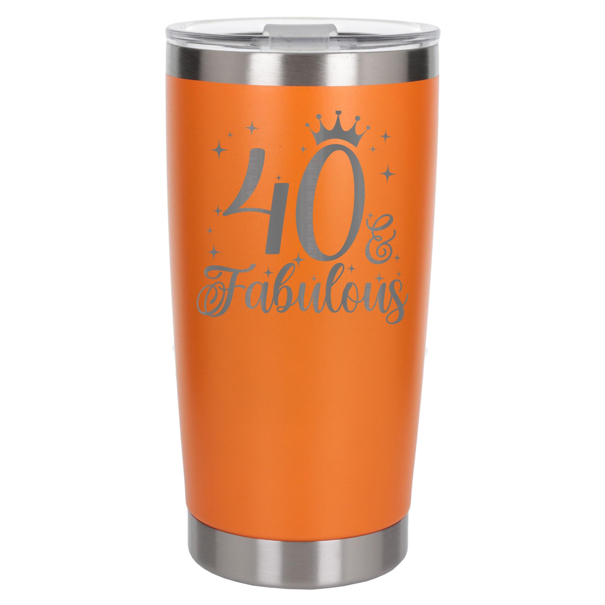 Always Looking Good 40th Birthday Gift 40 & Fabulous Engraved Insulated Travel Mug Gift for Her Present for 40 Year Old Orange Thermal Coffee Flask Travel Mugs with Lids