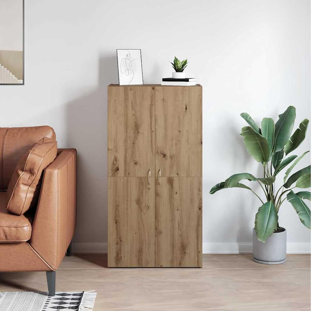 IKAYAA Armadietto in Holz Armadio Porte Battenti Aktenschrank Armadietto per Garage Armadio Ufficio Mobili Ufficio-Rovere artigianale-60 x 32 x 115 cm