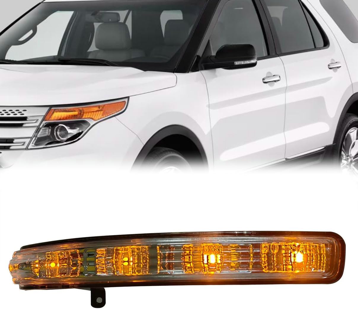 Front Side Mirror Explorer Turn Signal Light Lamp Blinker Lamp for 2011-2019 Ford Explorer Door Wing Mirror Turn Light BB5Z-13B374-A/3B375-A (Left (Driver) Side)