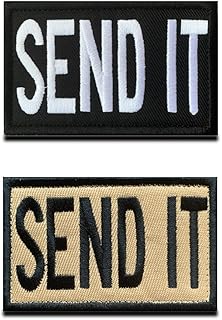 2 Packs Send it Embroidered Hook and Loop Fastener Tactical Military Funny Patch for Backpack Cap Bag Vest Shoulder Badge Dog Harness-Black &Coyote