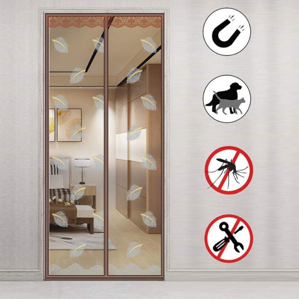 Rideau moustiquaire perles 90x210 pour porte de chambre sans perçage