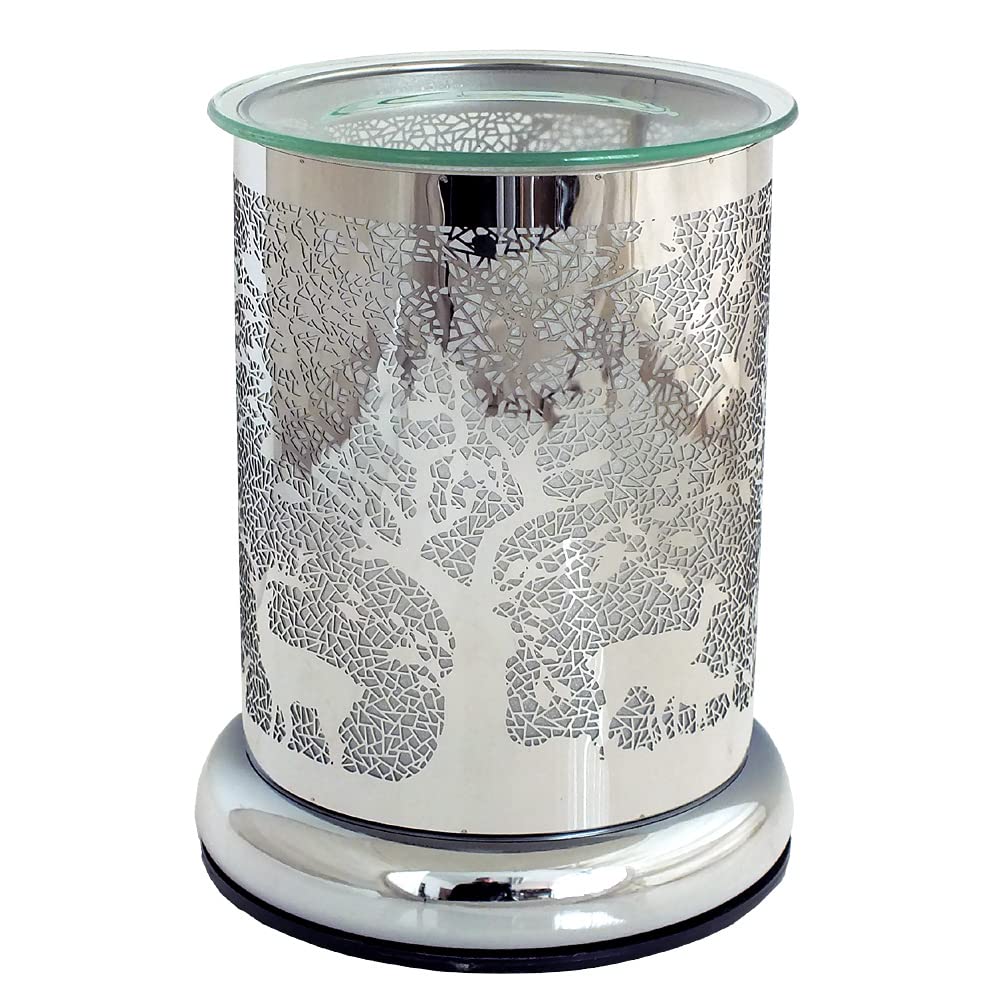 Tooltime. Multicolor Scented Wax Melt Burner Electric Touch Control Aromatherapy Diffuser Lamp With Stag And Deer Silhouette Forest Scene