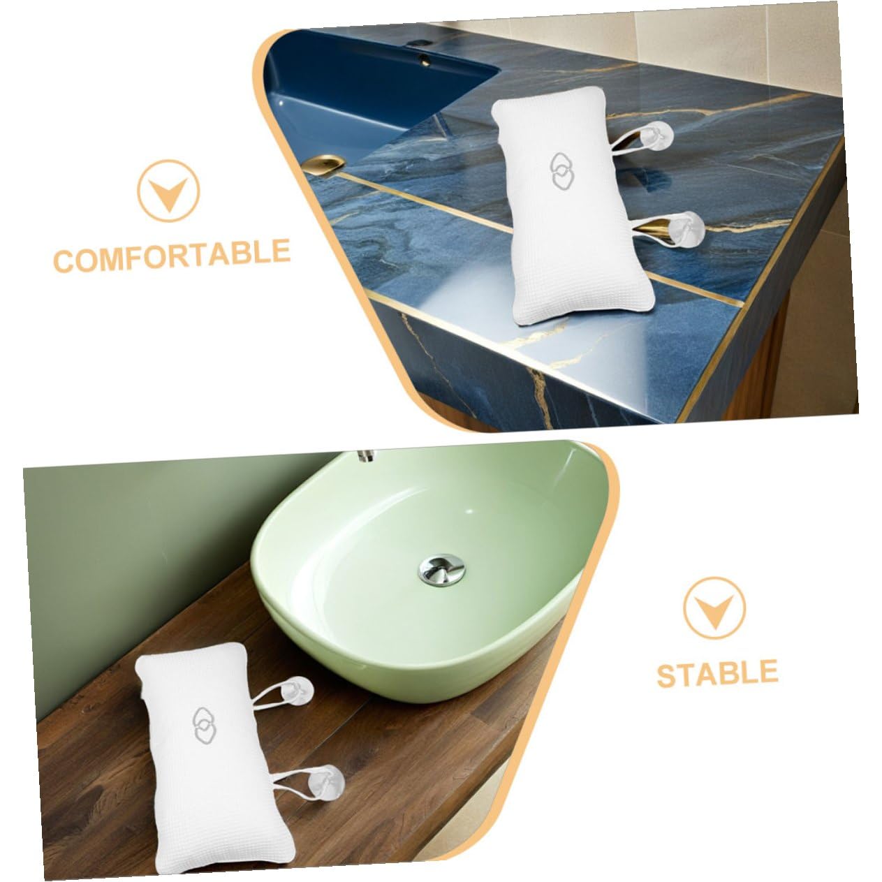 Yardwe 3 pezzi Cuscino da Bagno per Vasca Poggiatesta Ergonomico Antiscivolo con Ventose Supporto Collo Curvo in Tessuto Rapido Asciugatura per Casa Spa e Hotel