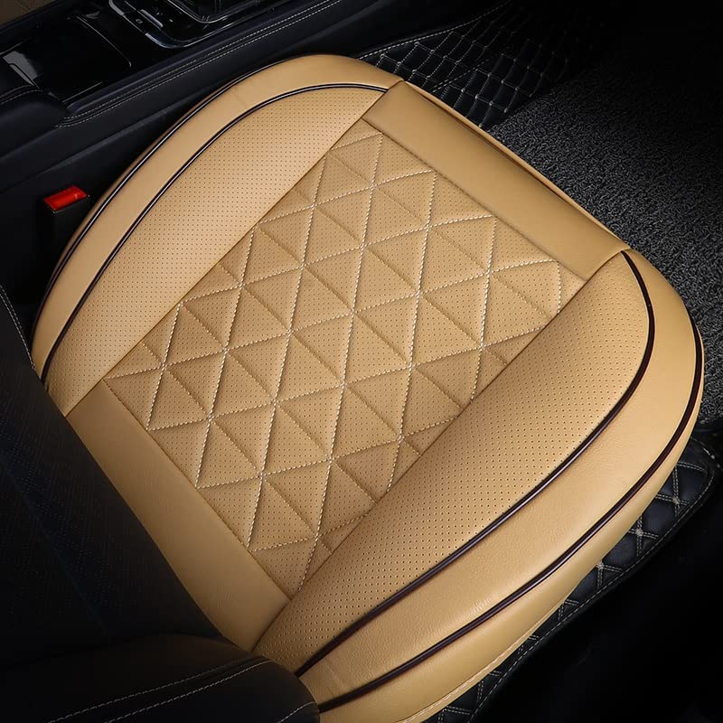 Fundas protectoras asiento coche Funda Universal Para Asiento Delantero De Coche, Cojín Cuero PU Para, Protector Para Automóvil, Alfombrilla Para Silla(1 beige front)