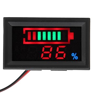 Battery Meter, Led Color Screen Small Size Battery Capacity Meter for Car Bikes Power Bank for Monitoring Battery Capacity And Voltage(Lithium battery, 12V)
