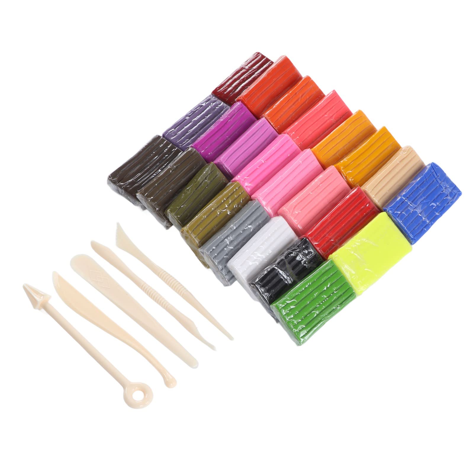 Cryfokt Polymer-Ton-Set, 24 Farben, Niedriger Temperatur, Weicher, Ungiftiger Ton für ab 3 Jahren, Zum Selbermachen, Handgefertigtes Bildhauen, Modellieren, mit Aufbewahrungsbox und Werkzeugen