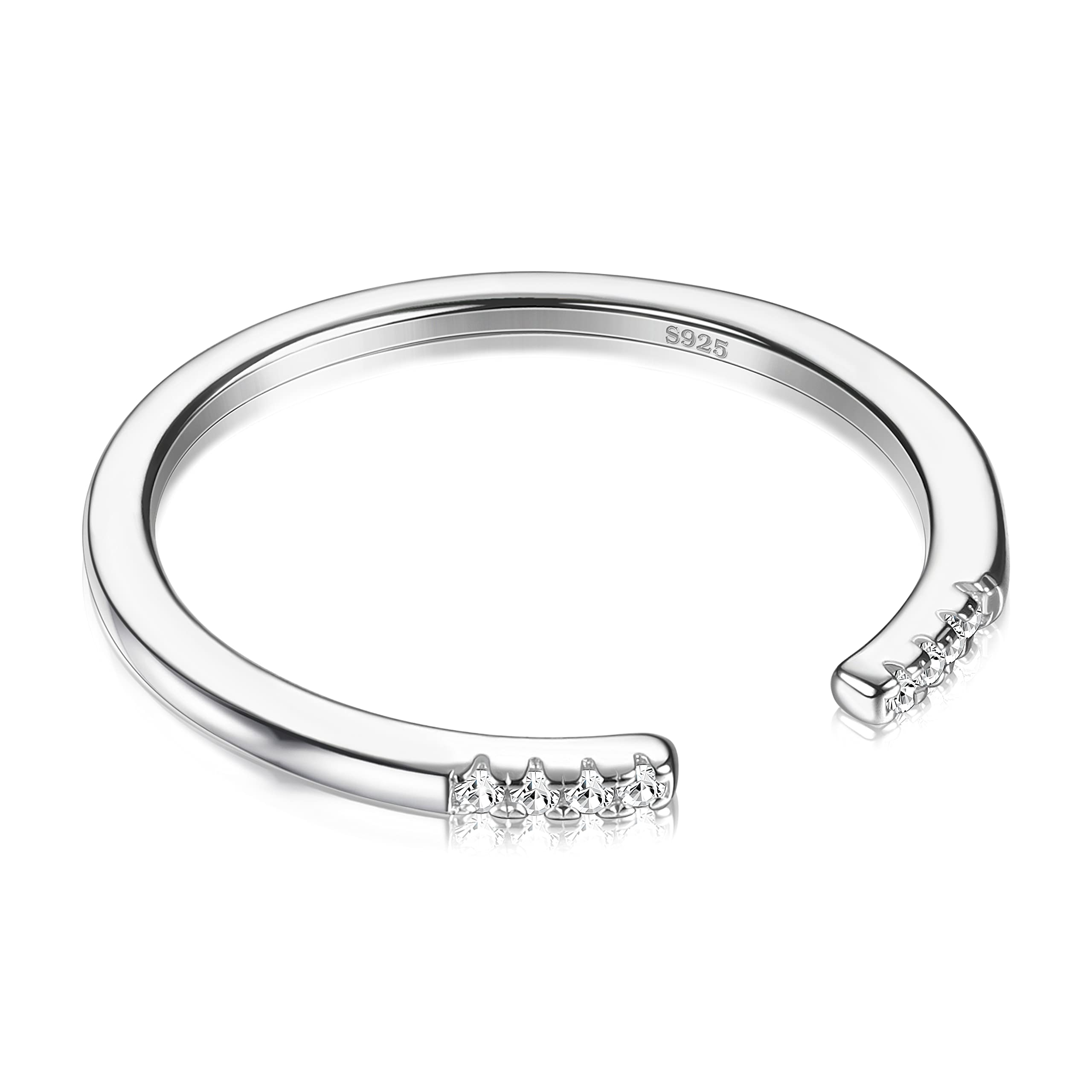 MILACOLATO925 Sterling Silver Rings For Women, Adjustable Ring For Girls, Micro Cubic Zirconia Wedding Engagement Promise Rings For Her, Open Thumb Knuckle Rings Jewellery With Gift Box